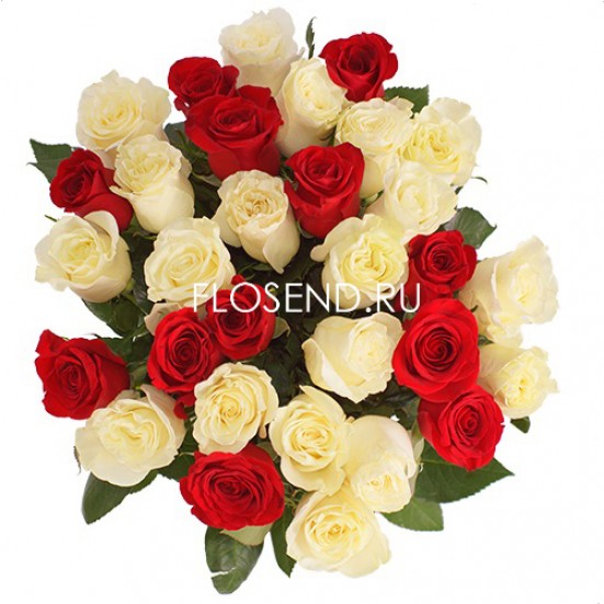 Букет «31 красных и белых роз» - фото 3