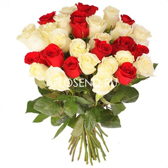 Букет «31 красных и белых роз» - фото 2