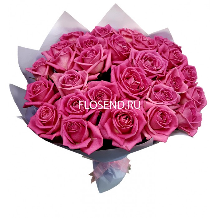 Букет «25 розовых роз в упаковке»
