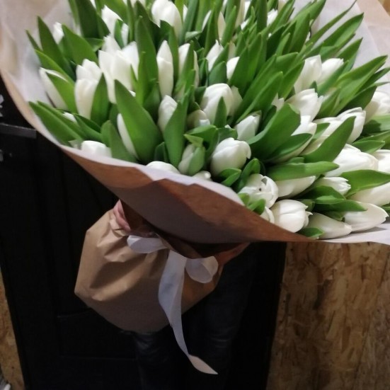 Букет «101 белый тюльпан» - фото 5