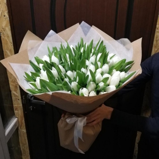 Букет «101 белый тюльпан» - фото 6
